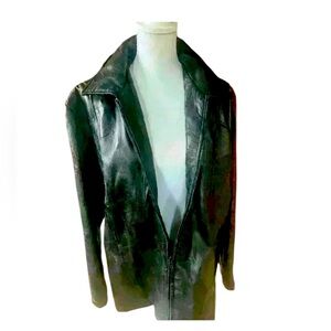 Maxam Genuine Leather Top Grain Lambskin black jacket. Zip up Large. Good cond